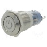 Intrerupator anti-vandalism, ON-ON, Ø16mm, ONPOW - LAS2GQF-11ZDT/R/12V/S