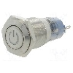 Intrerupator anti-vandalism, ON-ON, Ø16mm, ONPOW - LAS2GQF-11ZDT/Y/12V/S