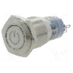 Intrerupator anti-vandalism, ON-ON, Ø16mm, ONPOW - LAS2GQF-11ZDT/Y/24V/S