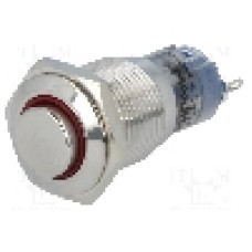 Intrerupator anti-vandalism, ON-(ON), Ø16mm, ONPOW - LAS2GQH-11E/R/24V/S/FP