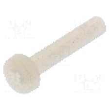 Surub M3, poliamida, lungime 16mm, cap rotund, pas filet 0.5, DREMEC - 8G205M3X16