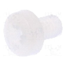 Surub M3, poliamida, lungime 5mm, cap rotund, pas filet 0.5, DREMEC - 8G205M3X05