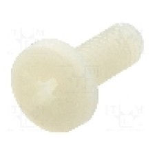 Surub M4, poliamida, lungime 10mm, cap rotund, pas filet 0.7, DREMEC - 8G205M4X10