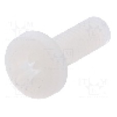 Surub M4, poliamida, lungime 12mm, cap rotund, pas filet 0.7, DREMEC - 8G205M4X12