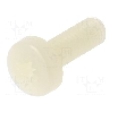 Surub M5, poliamida, lungime 16mm, cap rotund, pas filet 0.8, DREMEC - 8G205M5X16