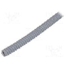 Tub protectie cablu, oţel, PVC, diametru interior 10mm, gri deschis, HELLERMANNTYTON - 167-00209