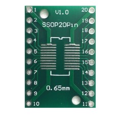 Adaptor PCB, dublu placat, SSOP20, SOP20, 122404 Adaptor PCB, dublu placat, SSOP20, SOP20, 122404