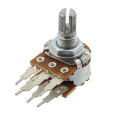 Potentiometru rotativ, 1kΩ, stereofonic, logaritmic, 63mW, SR PASSIVES, R16148-1B-3-A1K, T201789