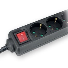 Prelungitor 3 prize, 16A, negru, 1.4m, cu intrerupator, Commel, 524514