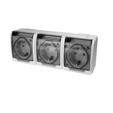 Priza tripla aplicata, cu capac de protectie - 111808 Priza tripla aplicata, cu capac de protectie - 111808