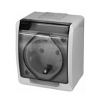 Priza simpla cu impamantare si capac de protectie - 111846