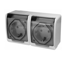 Priza dubla cu impamantare si capac de protectie - 111847 Priza dubla cu impamantare si capac de protectie - 111847