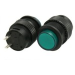 Push buton cu retinere, verde, cu LED, 3A, 250V, 29x18mm, 124754