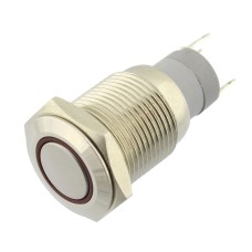 Intrerupator metalic, antivandalism, fara retinere, cu LED, rosu, 124768