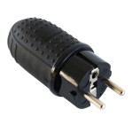 Stecher EU, cu impamantare, 16A, IP44, negru, Commel, 524395