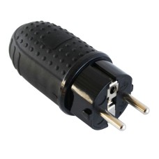 Stecher EU, cu impamantare, 16A, IP44, negru, Commel, 524395 Stecher EU, cu impamantare, 16A, IP44, negru, Commel, 524395