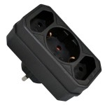 Adaptor priza retea, cu impamantare, negru, Commel, 524436 Adaptor priza retea, cu impamantare, negru, Commel, 524436