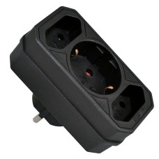 Adaptor priza retea, cu impamantare, negru, Commel, 524436