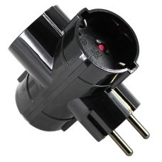 Adaptor priza retea, cu impamantare, negru, Commel, 524440 Adaptor priza retea, cu impamantare, negru, Commel, 524440