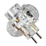 Adaptor priza retea, cu impamantare, transparent, Commel, 524442 Adaptor priza retea, cu impamantare, transparent, Commel, 524442